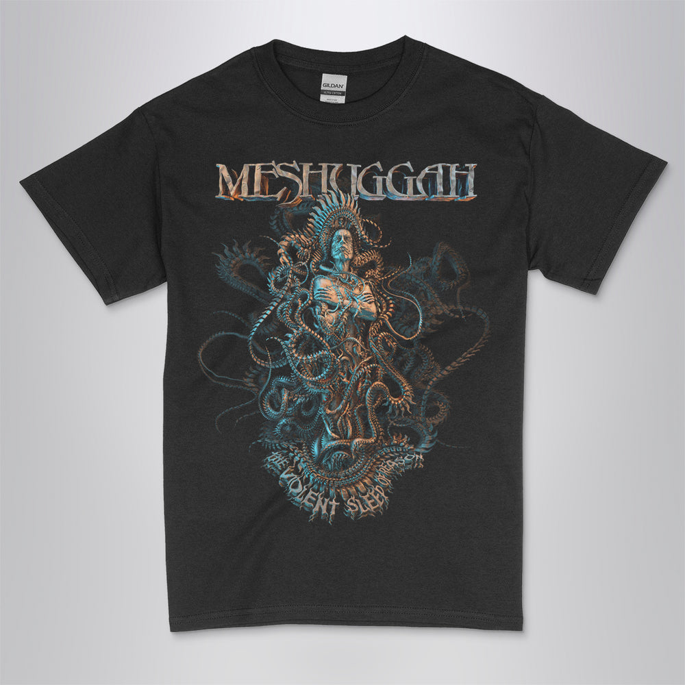 Meshuggah The Violent Sleep Of Reason metal band t-shirt  with DTG printed  album art on a unisex crew neck tee.